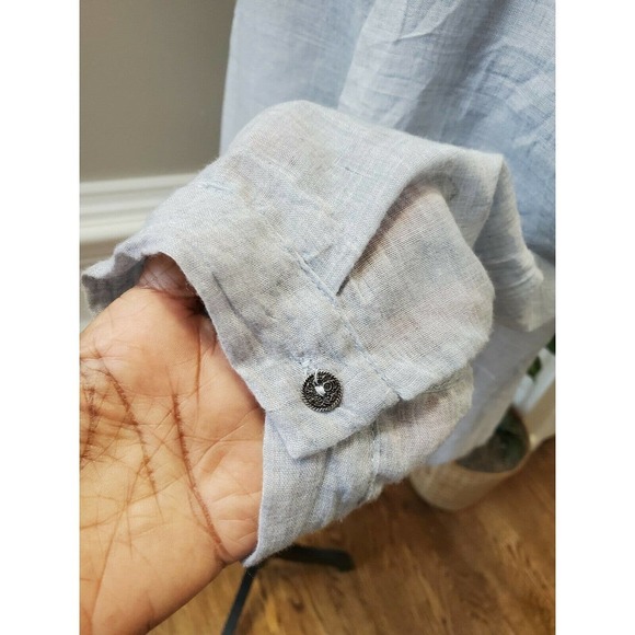 Just Living Women's Solid Gray Polyester Henley Neck Long Sleeve Casual Shirt S - Picture 9 of 12